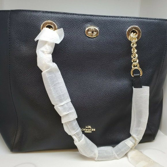 COACH Chain Bag 56830 Turnlock Black Tote NWT PRICE FIRM - Picture 4 of 8